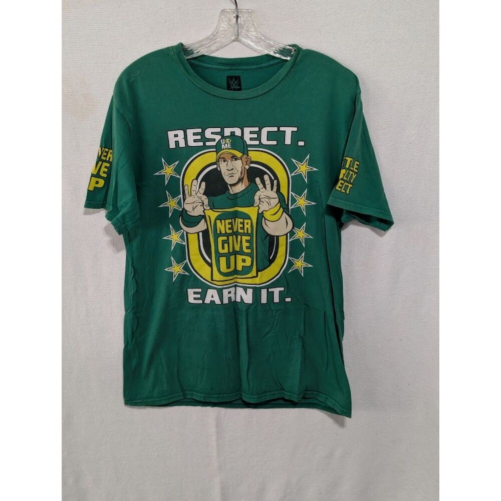 WWE John Cena Respect/U Can't See Me Green T-Shirt Size Medium